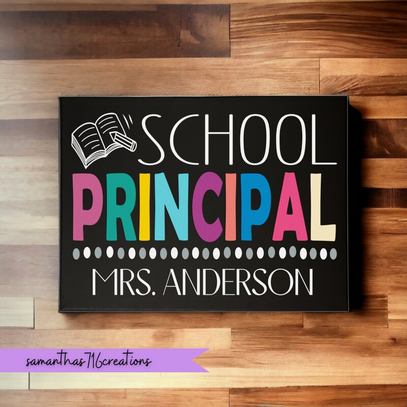 School Principal Name Painted Canvas Sign For Office